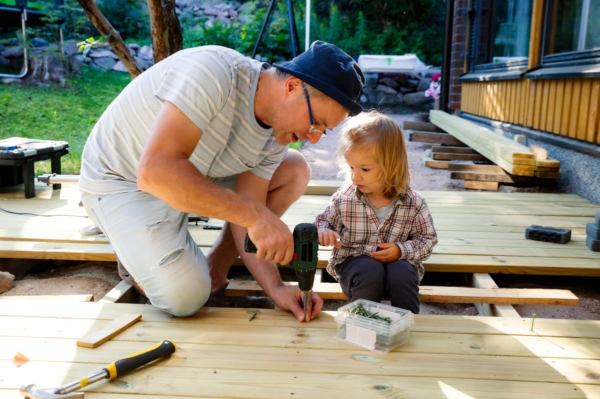 The new ground-floor extension and deck on the Highton home